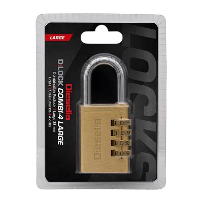 Kodehængelås 38 mm i messinghus og stålbøjle med 4 cifret kodelås (10.000 kombinationer)